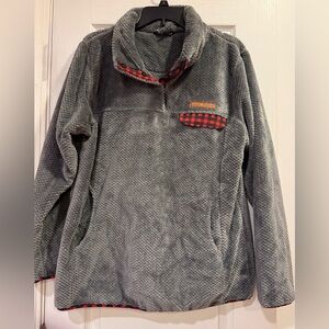 Simply Southern Snap Pullover Fuzzy Fleece Gray Women L